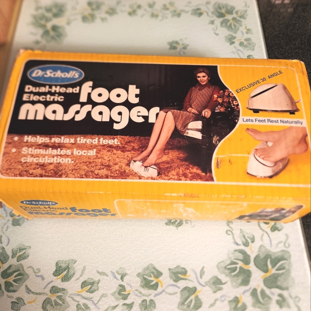 Vtg Dr Scholl's Electric Vibrating Foot Massager No 411 Dual Head W/Box Tested